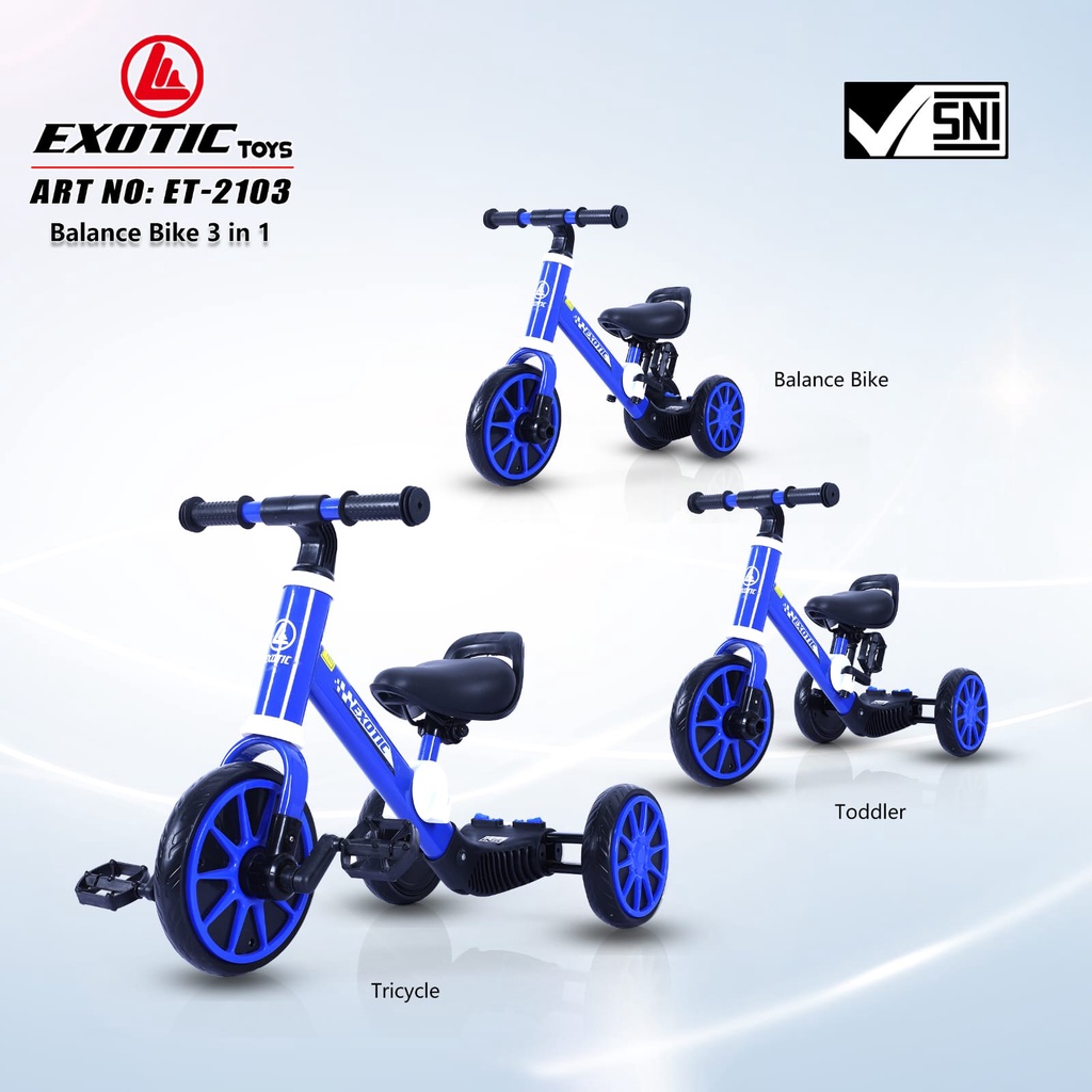 sepeda anak roda 3 balance bike pushbike exotic et 2103