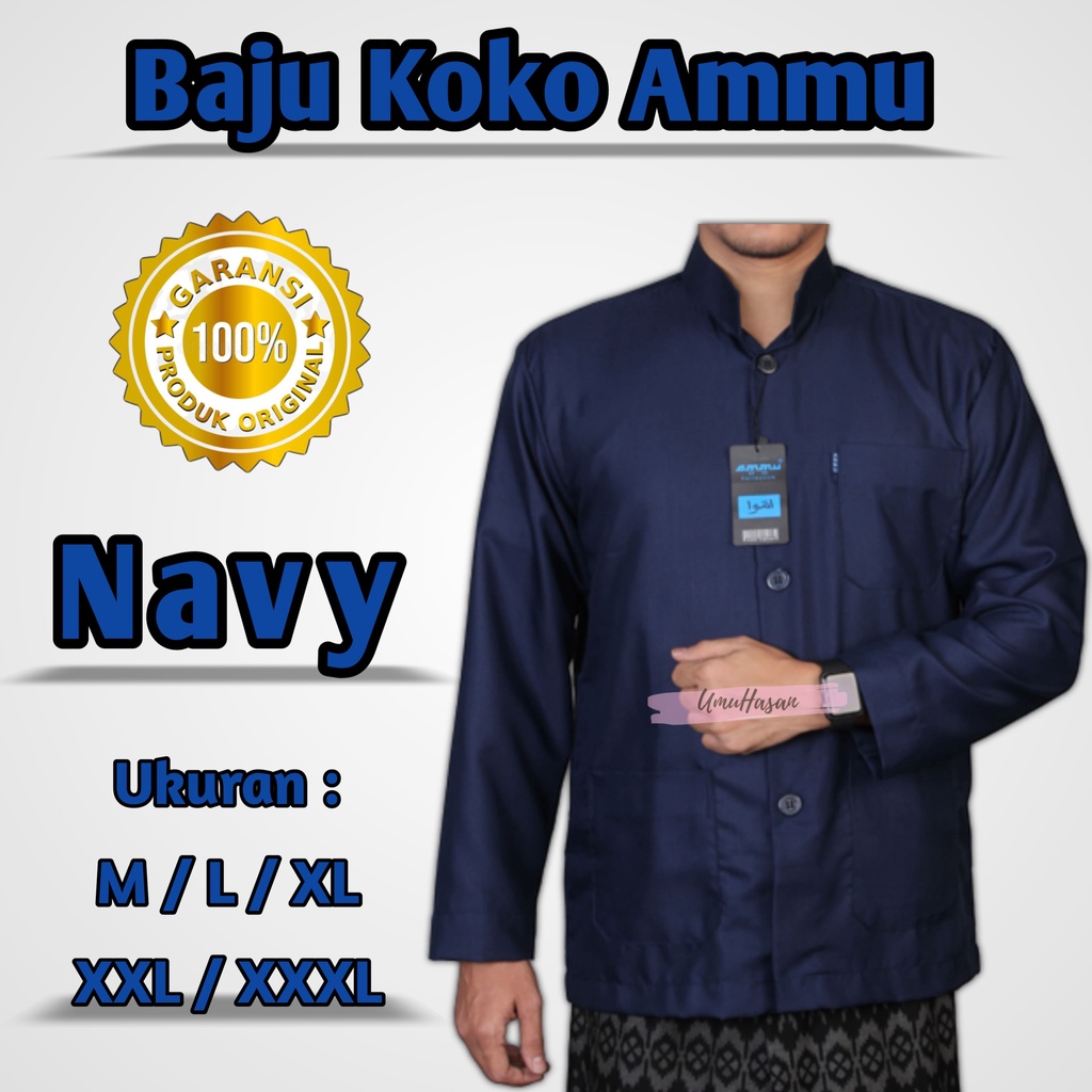 Baju Koko Ammu Biru Dongker Baju Koko Ammu Baju Koko Pria Dewasa