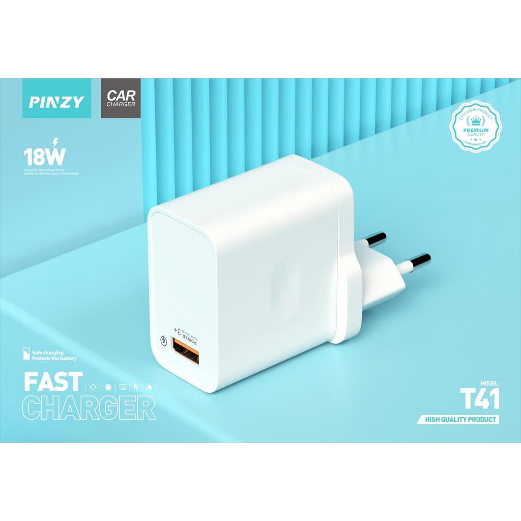 Charger PINZY T41 Support VOOC &amp; Fast Charging Output Max 18w free kabel