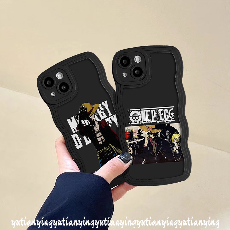 Trendy Merek One Piece Luffy Casing Realme C53 C15 C11 C25Y C12 C30 C25s C35 C25 C21Y C33 Realme 5 10 6i 9i 8 8i 7i 5i 7 5s C20 8Pro C20A 9Pro+ 9 C3 C17 Lembut Bergelombang Pola Tepi Sarung