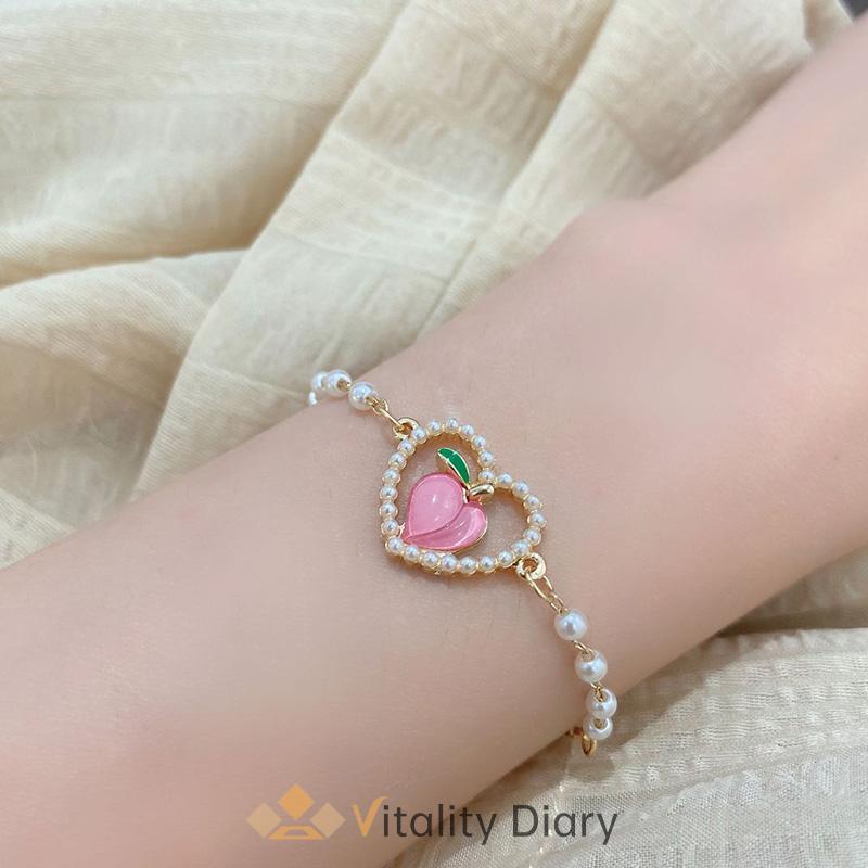 ✨READY Gelang Bentuk Hati Persik Simulasi Persik Manis Musim Panas Berlapis Emas Sweet Baru Di Tahun 2023-VIT