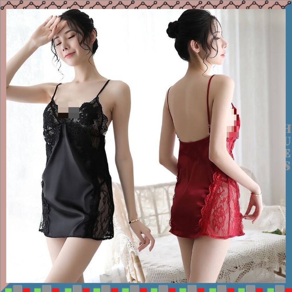 HUES.ID Lingerie Baju Tidur Wanita Import Sleepwear Bahan Silk Wanita 3125