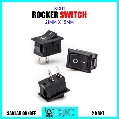 Rocker Switch Saklar ON OFF Kecil Hitam 2 PIN KCD1 kCD11 Kotak Bulat Besar