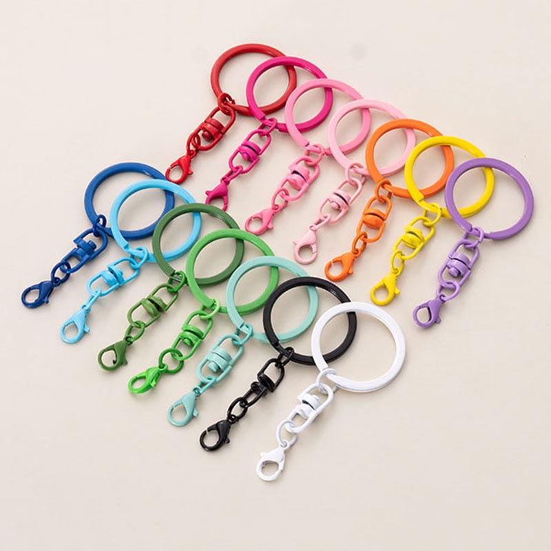 1pcs Color Baking Paint Candy Color Key Ring Gantung 8kata Turn Lobster Ring Key Chain DIY Found Making Key Chain