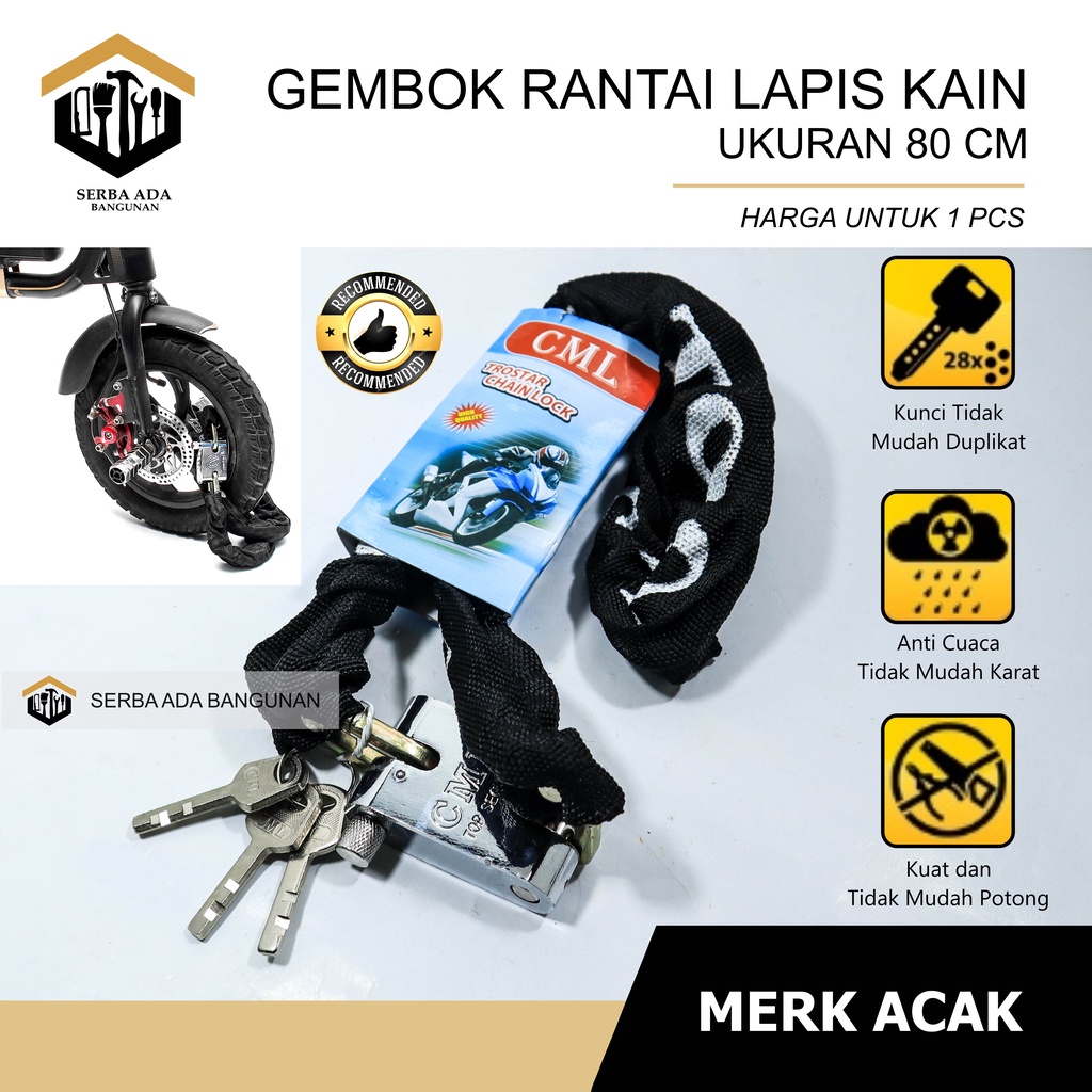 GEMBOK RANTAI-GEMBOK RUMAH PAGAR MOTOR SEPEDA-KUNCI RANTAI CAMEL Gembok Rantai 80 Cm Kunci Pengaman Motor Sepeda Pagar