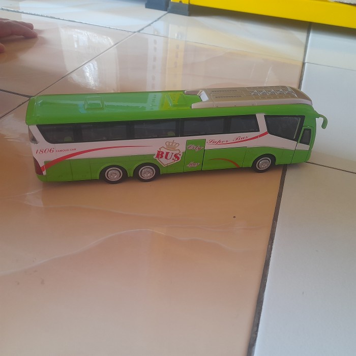 Miniatur Mobil Diecast bus Kota Bahan Besi Alloy indonesia putih hijau