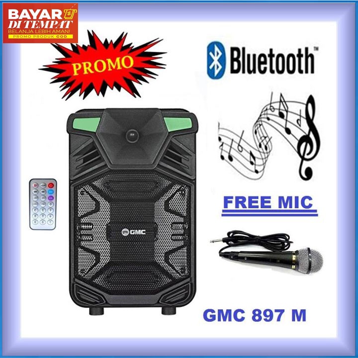 GMC 897 M Speker Bluetooth free mic karaoke Extra Bass Garansi SNI MANTAP