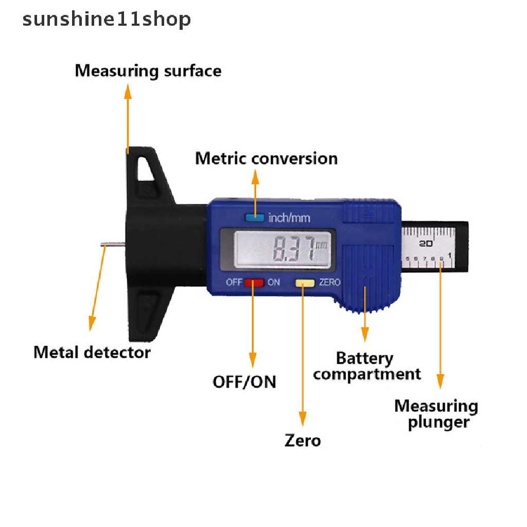 Sho Meteran Pengukur Kedalaman Tapak Ban Mobil Digital Alat Ukur Deteksi Keausan Ban N