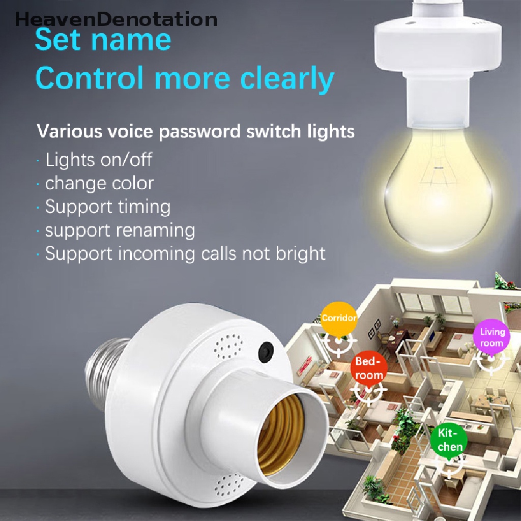 [HeavenDenotation] 1pc Offline Intelligent Voice Lamp Head Socket Adapter E27 Dudukan Lampu LED HDV