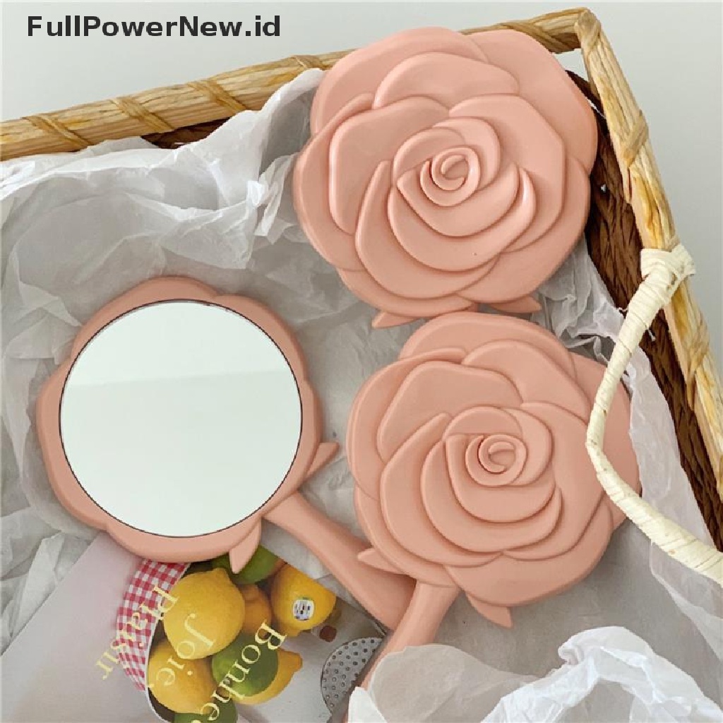 Power Handheld Vanity Mirror Vintage Rose Cermin Rias Cermin Tangan Pocket Mirror ID