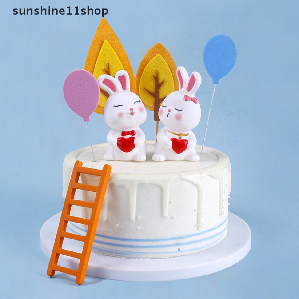 Sho Enamel Love Couple Kelinci Kue Hias Hiasan Valene's Day Rabbit Desktop Ornaments Aksesoris Lamaran N