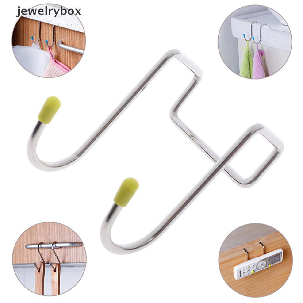 [jewelrybox] 1pc Kait Penyimpanan Bentuk S Ganda Bahan Stainless Steel Untuk Kamar Mandi Dapur Kait Dinding Butik