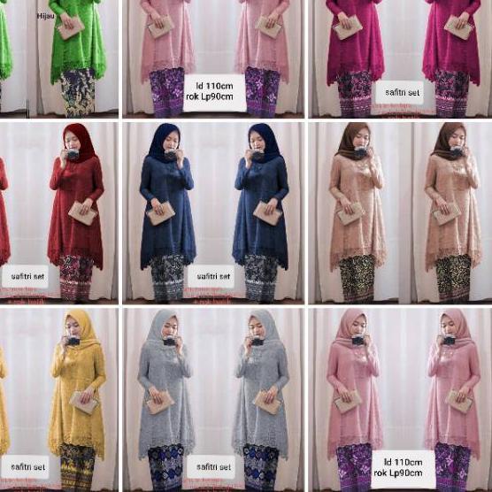 ♂ ST SAFITRI IDULFITRI stelan kebaya brukat batik kebaya brukat jumbo ld110 ←