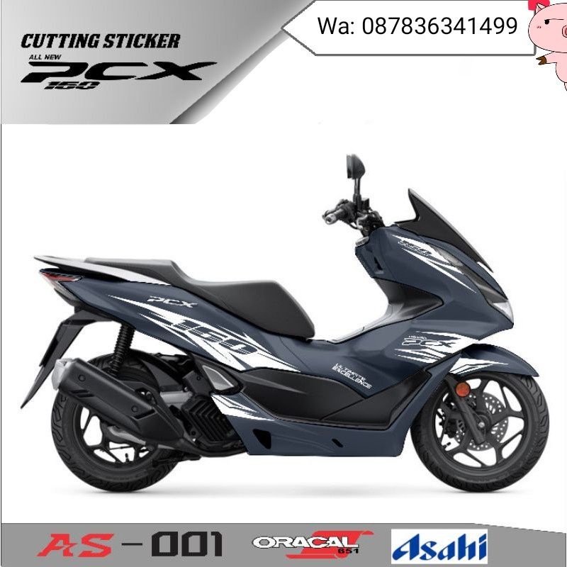 (PREMIUM) Stiker Pcx 160 Cutting Stiker Honda Pcx 160 body biru sticker putih