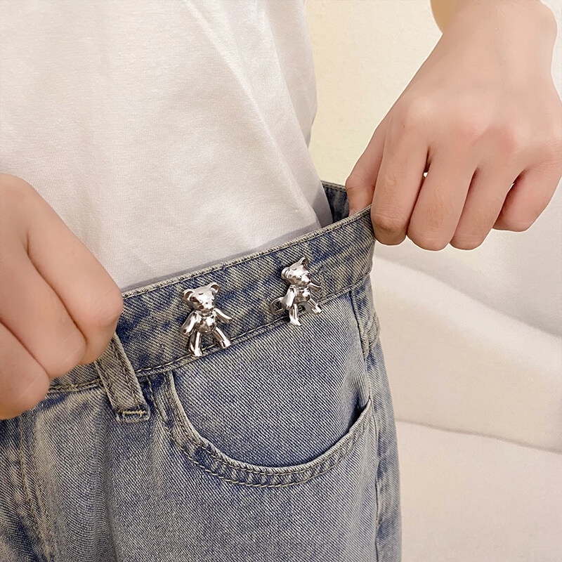 Bear Detachable Metal Buttons Snap Fastener Pants Pin Tombol Ditarik Jahitan-Gratis Gesper Jeans Cocok Sangat Mengurangi Pinggang