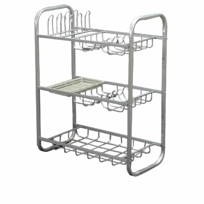 Terlaris Rak Piring Susun 3 Aluminium Rak Piring Minimalis Rak Piring Awet