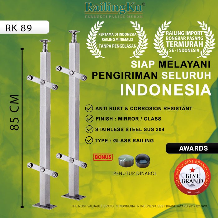Terlaris Railing Tangga Stainless Kaca Tiang Railingku Rk 89 Anti Karat