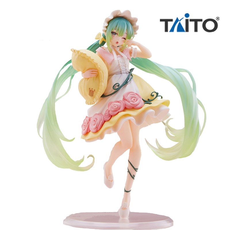 Kawaii Anime Figure Hatsune MIKU Taito Wonderland Sleeping Beauty Version Figure 20cm PVC Model Boneka Colletible Mainan