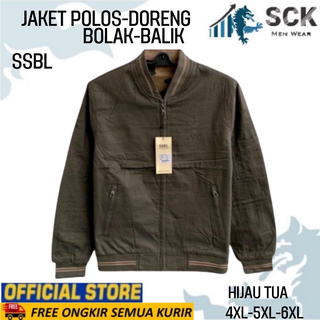 Jaket Pria SSBL DORENG 8707 8701 Katun Bolak Balik Krah Boomber / Pakaian Loreng  Cowok  size 4XL-6XL (JUMBO) - sckmenwear GROSIR