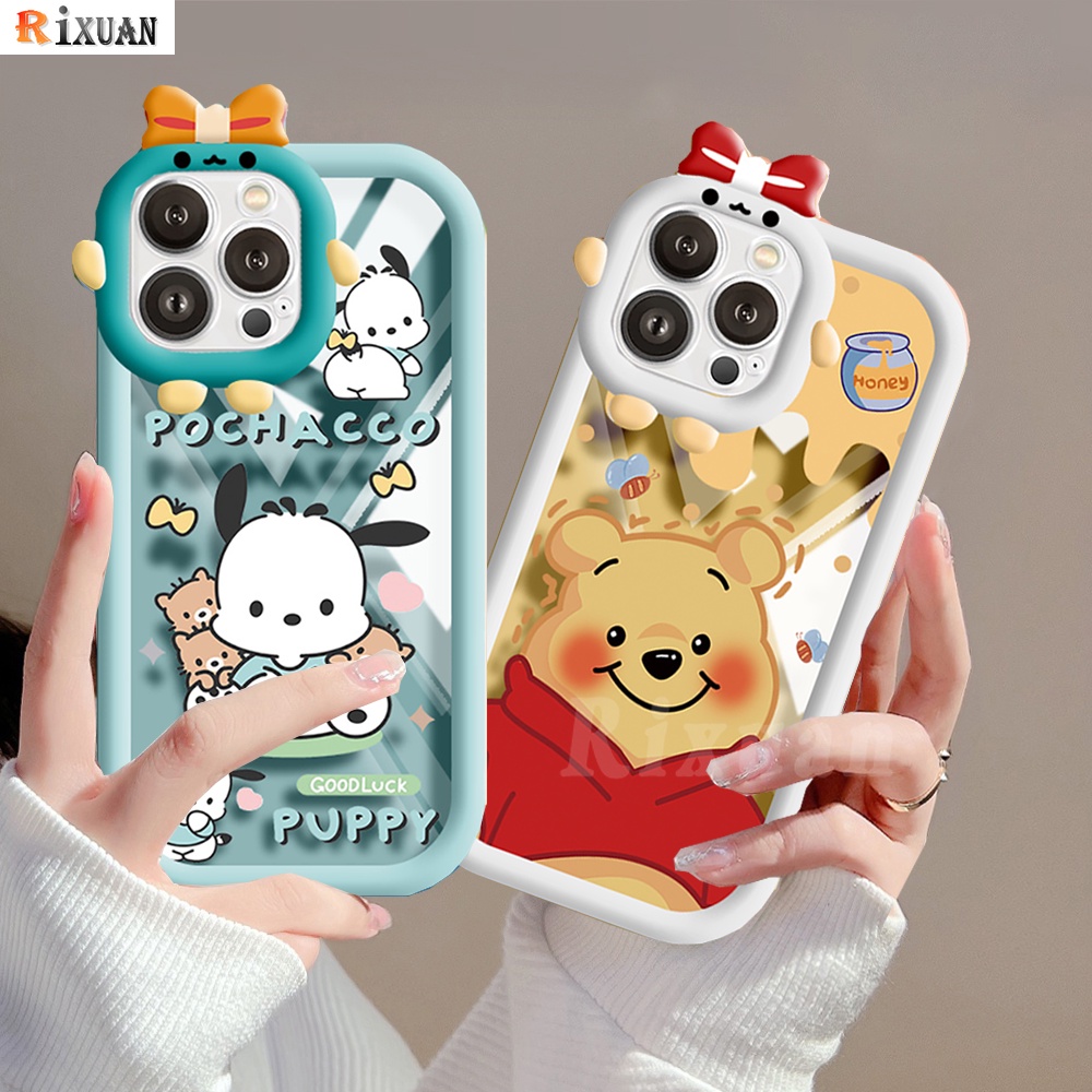 Casing Bening Fashion Kompatibel Untuk iPhone 6S 14 11 12 iPhone6 7 8 Plus 13 Pro MAX 11Pro MAX XR XS MAX Monsters Lensa Winnie The Pooh Bear Anjing Lucu Shockproof Clear Phone Cover RIXUAN