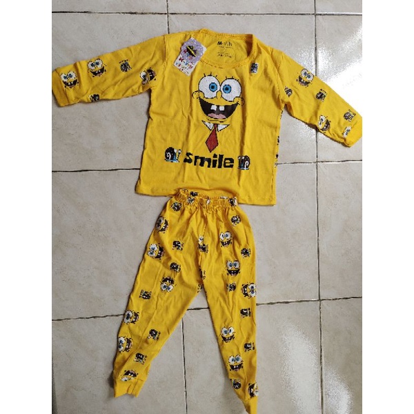 Piyama anak spongebob, Piyama anak karakter, Baju tidur anak spongebob, Pajamas anak spongebob, Baju