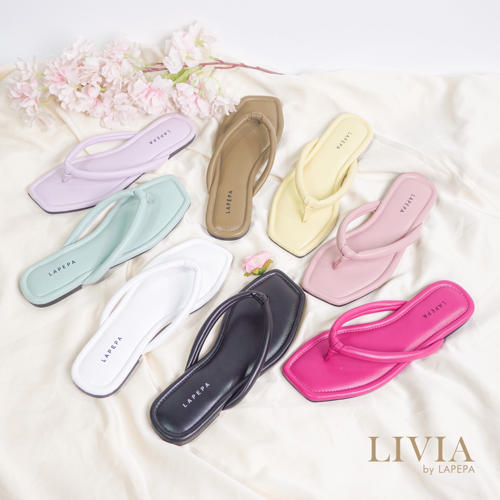 AVLINSTORE - tipe LIVIA Sandal Wanita Jepit Flat Cewek Teplek Kekinian Empuk