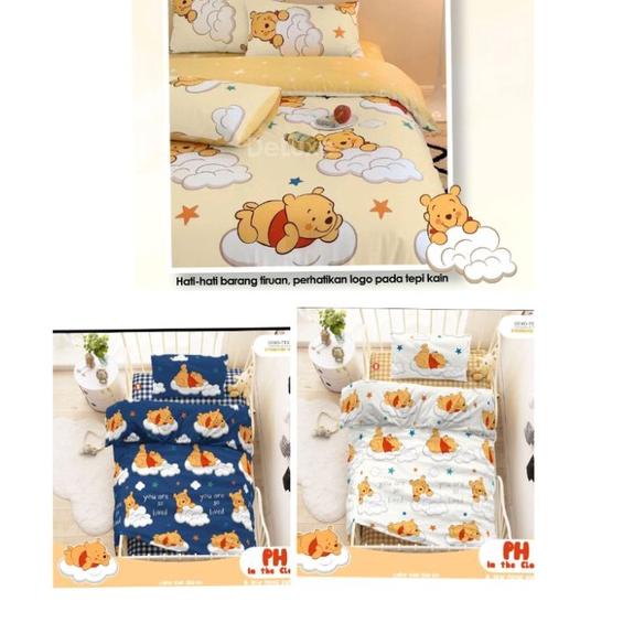 ♔ Sprei motif anak Pooh kuning lucu ANTI GESER ◘