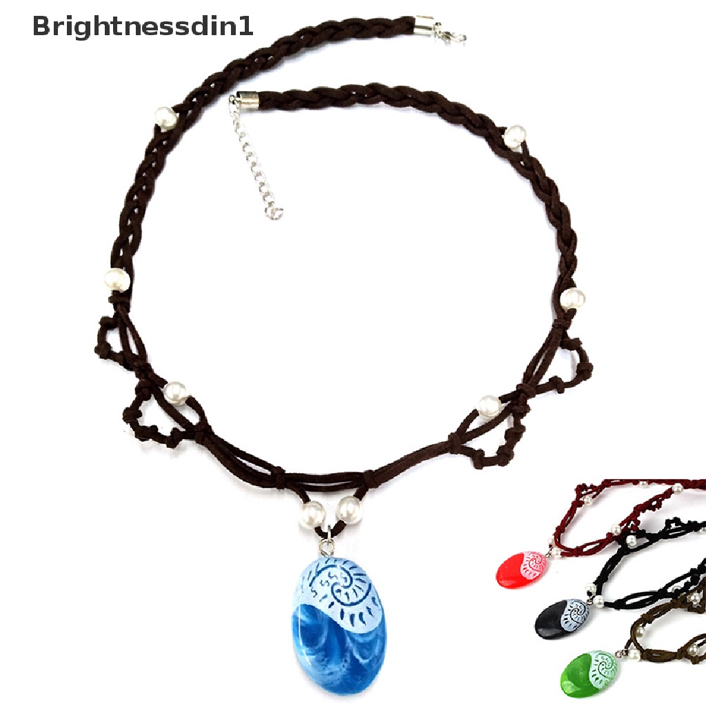 [Brightnessdin1] Romance Blue Stone Pendant Necklaces Polynesia Ocean Princess Moana Necklace Butik