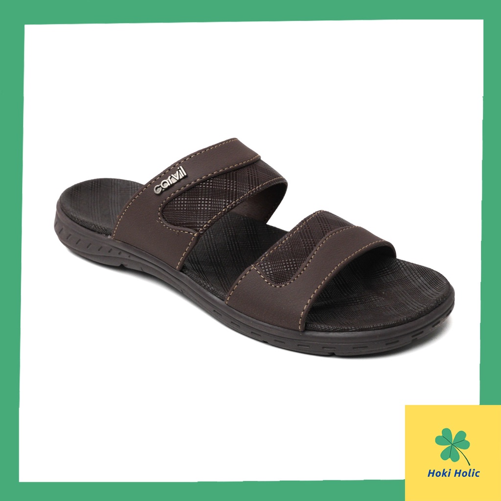 Sandal Kulit Pria Slop Carvil Original - Sendal Slide Pria Kulit Original Carvil