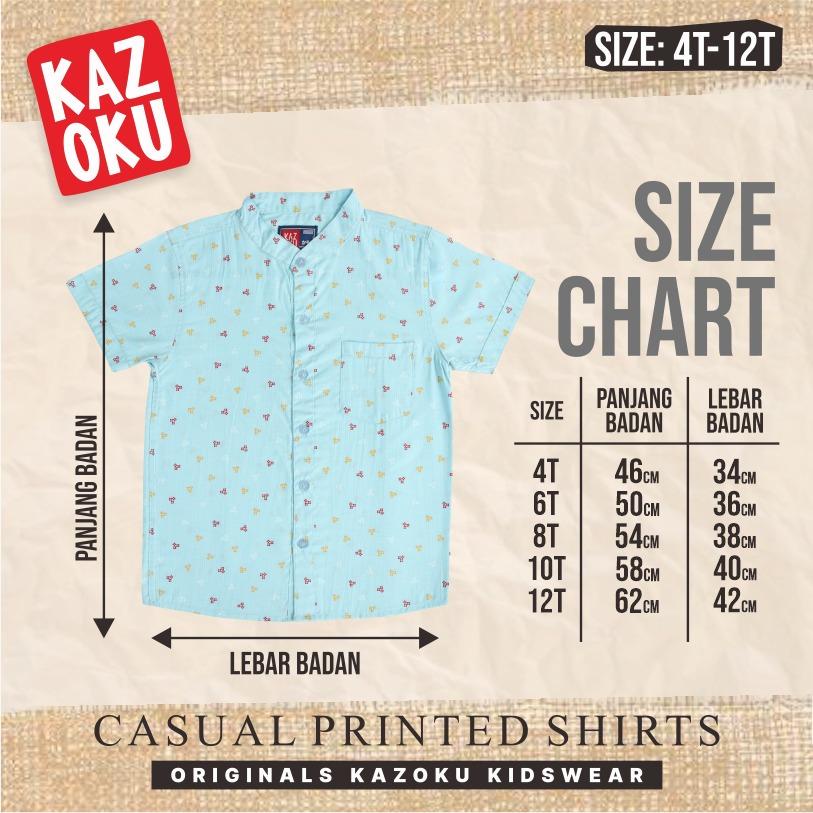 Atasan Kemeja Baju Koko Anak Laki Cowok 4-12 Tahun Bahan Katun Printing