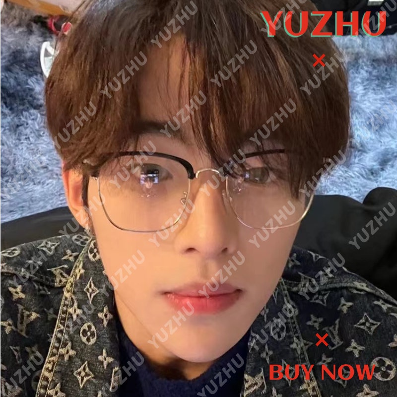 (YUZHU) Vintage Fashion Logam Setengah Bingkai Anti Cahaya Biru Kacamata Korea Fashion Alis Bingkai Anti Radiasi Eyeglasses