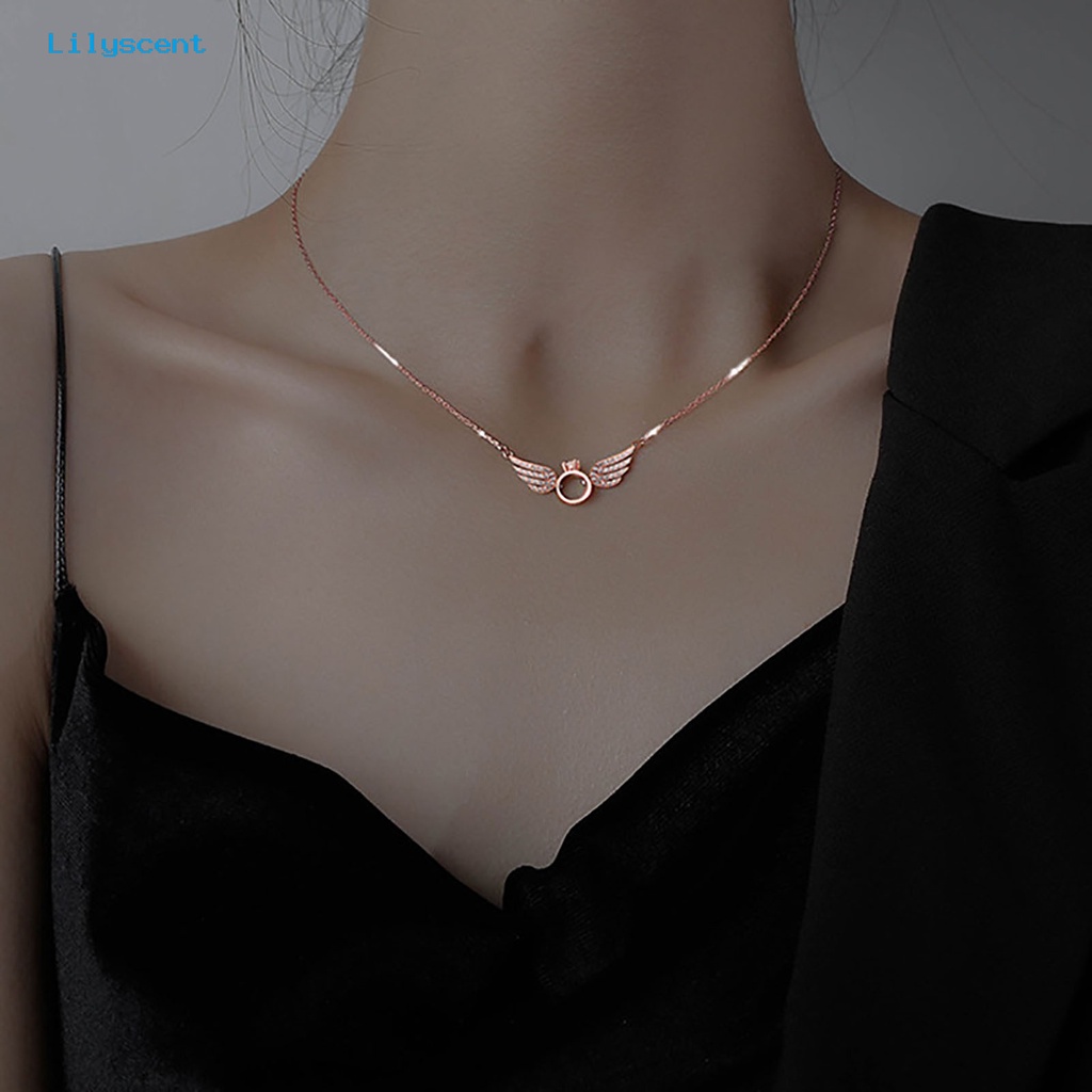 [LS] Wanita Kalung Warna Vibrant Bentuk Indah Tahan Luntur Ramah Terhadap Kulit Berkilau Hias Alloy Sayap Malaikat Kalung Wanita Choker Perhiasan Hadiah Untuk Gadis