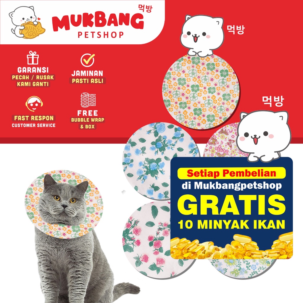 Pet Collar Paper Pelindung Leher Kain Motif Kucing Anjing Neck Collar