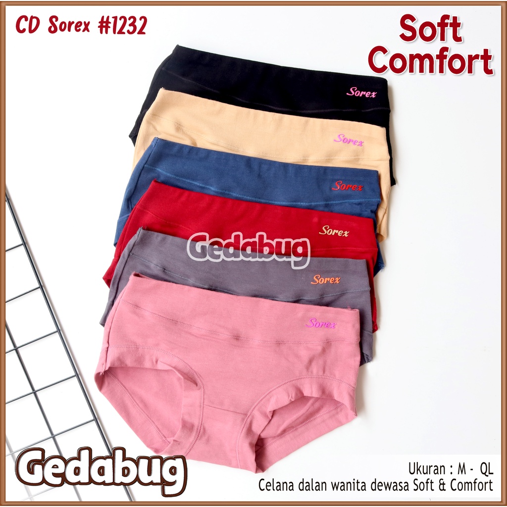 CD Wanita Sorex 1232 Soft &amp; Comfort | Celana dalam wanita dewasa Super lembut | Gedabug