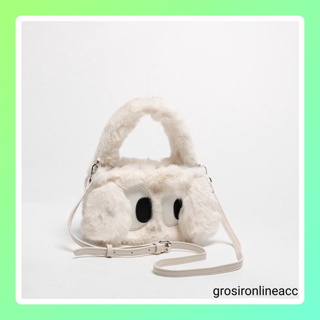 NEW Tas Kulit Wanita Selempang FT62 Bulu boneka lucu 20 x 7 x 13 cm