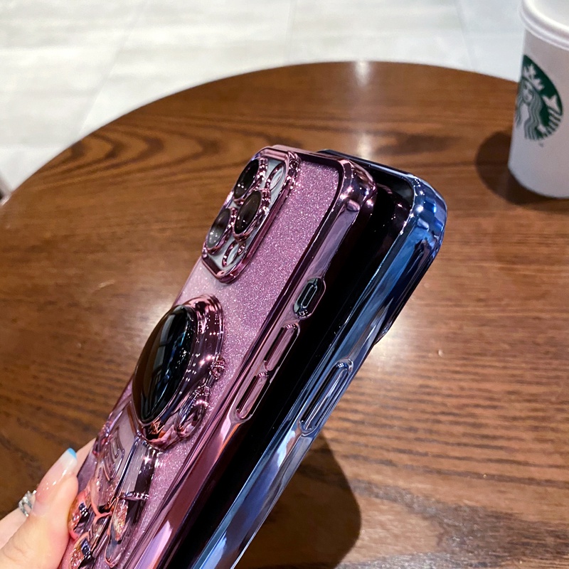 IPHONE Casing Handphone Stand Astronot Warna Permen Sederhana Untuk Iphone14 13 12 11 Pro Max X XS Max XR 78 Plus Penutup Belakang Lembut Dan Tahan Guncangan