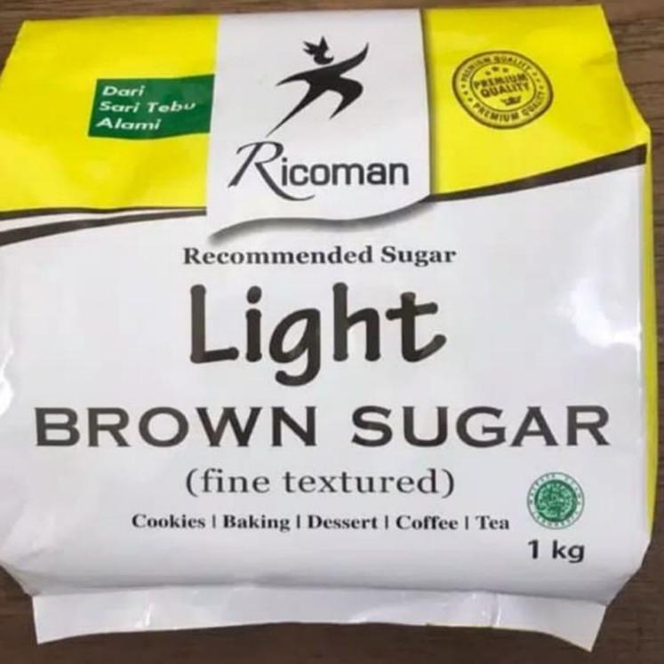 

☻ Ricoman Light brown sugar kemasan 1kg ➾