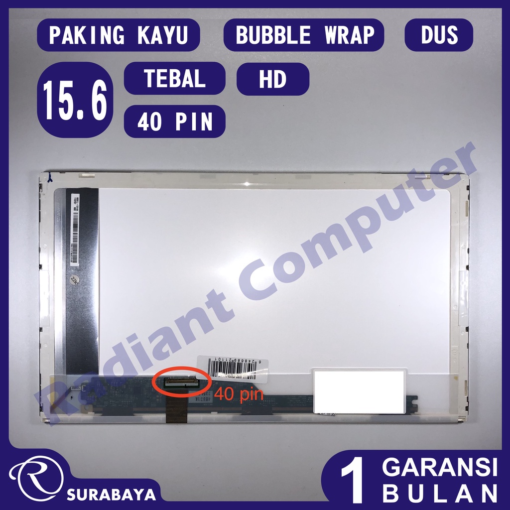 LCD LED 15.6 Standard Tebal 40 pin resolusi 1366*768