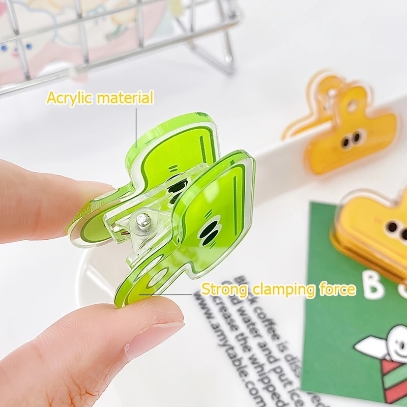 Ekspresi Lucu Memo Klip Pengikat Akrilik Chip Foto Stempel Kertas Klip Kawaii Makanan Bag Seal Storage Clamp