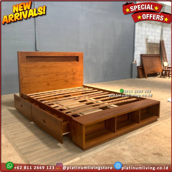 Tempat Tidur Jati Laci 2 Serbaguna Dipan Laci Minimalis - 120x200 Furniture Indonesia