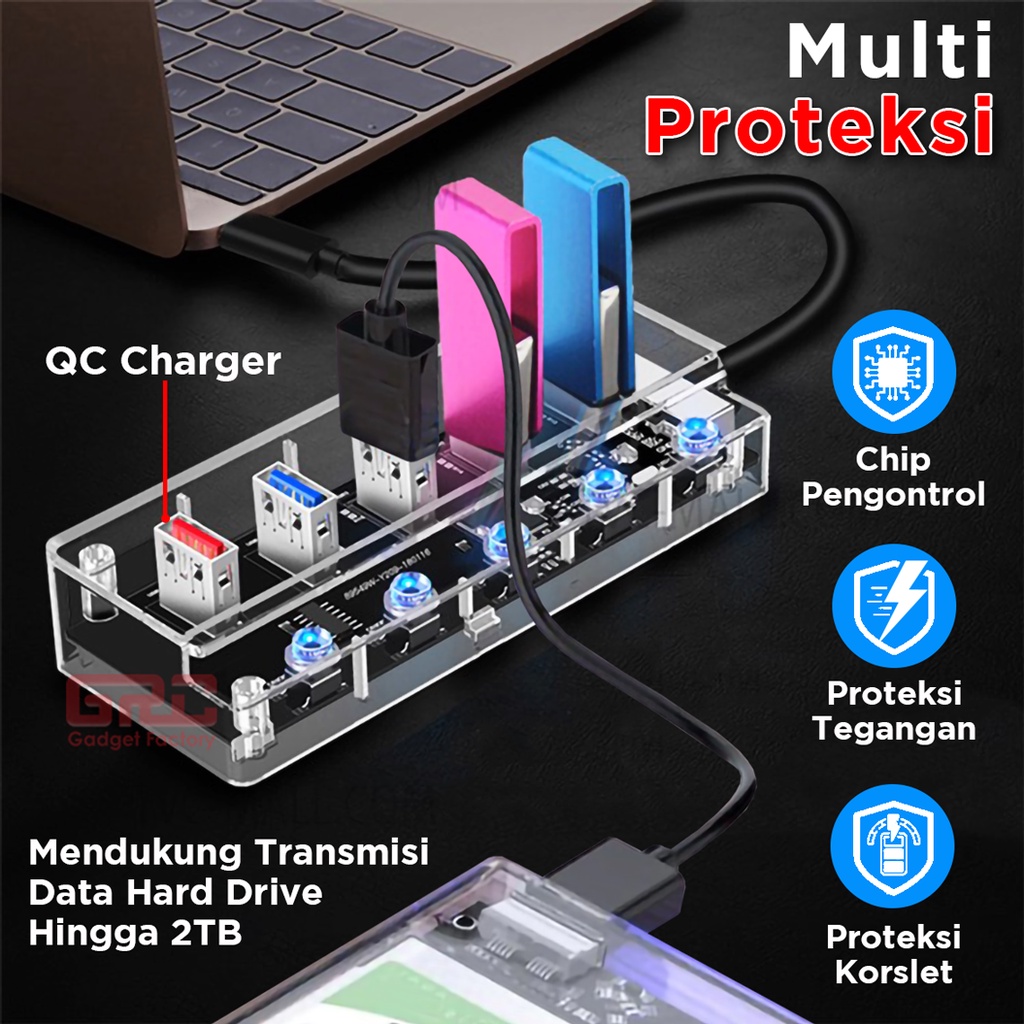 Adapter HUB Type C to 5 Port USB 3.0 Quick Charger Converter