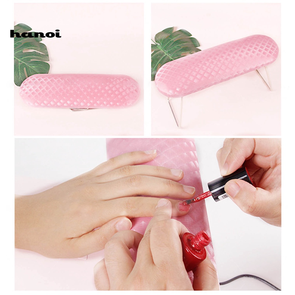 Hn * Nail Art Bantal Tangan Dengan Stand Stainless Steel Profesional Penopang Pergelangan Tangan Lembut Manicure Arm Rest Cushion Aksesoris Kuku