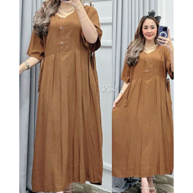 Daster Dress Wanita Dewasa Remaja Kekinian Polos Lengan Pendek Terbaru Busui