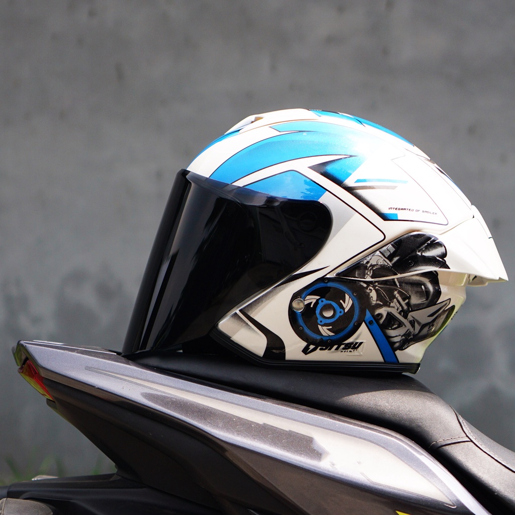 Helm Jitsu Moto Engine White Blue SNI