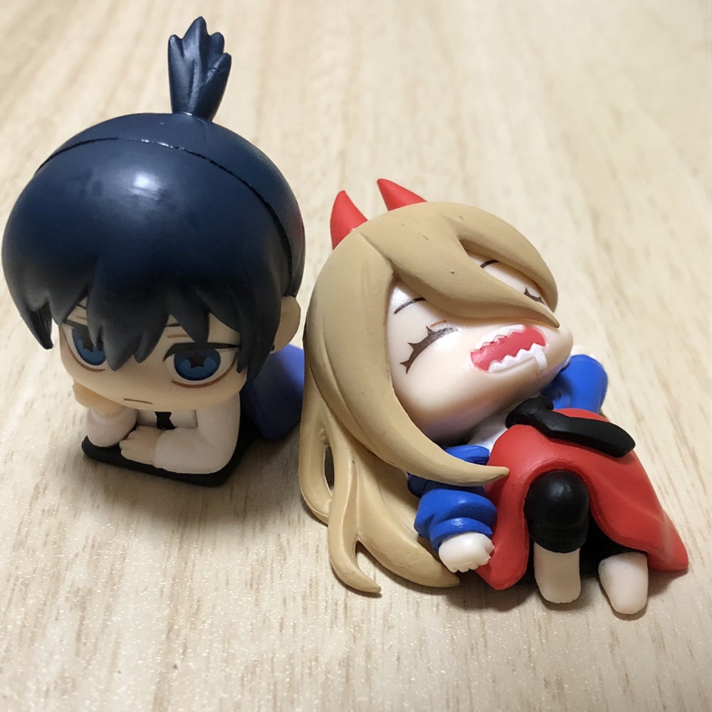 5pcs Anime Figural Chainsaw Man Mainan Kapsul Maskot Tidur Mini Set Lengkap Figure Mainan Boneka Dekorasi Desktop