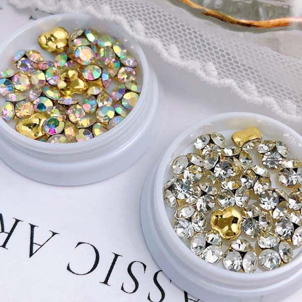 AUGUSTINA Agustina Kuku Rhinestones Pesona Kuku AB Warna Manikur Aksesoris Kuku Jepang Nail Art 3D Nail Art Drills