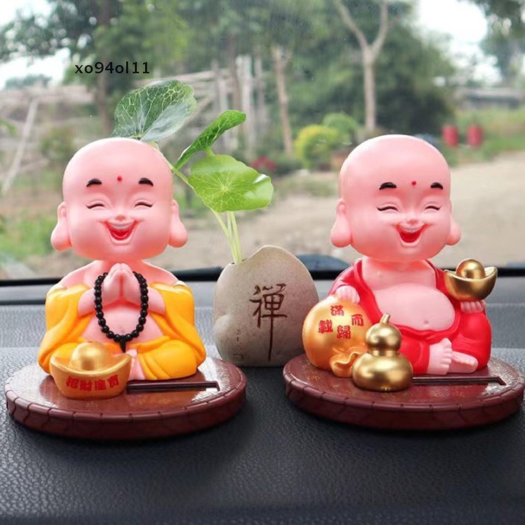 Xo Solar Lucu Nod Budha Kekayaan Maskot Ornamen Dekorasi Kamar Rumah Feng Shui Maitreya Buddha Monk Patung Dekorasi Interior Mobil OL