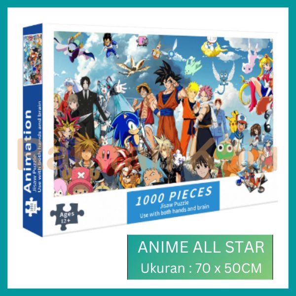 Puzzle Jigsaw Anime 500 &amp; 1000 Pcs  Puzzle Jigsaw  Ukuran Besar Demon Slayer / One Piece / Naruto / Doraemon / Pokemon / Bleach / Studio Ghibli / Kiminonawa / Black Butler / Spirited Away / Conan