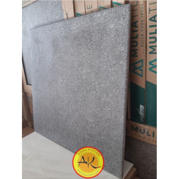 Keramik Lantai Teras Garasi Kasar Rustic Matt 50x50 Stonella Dark Grey