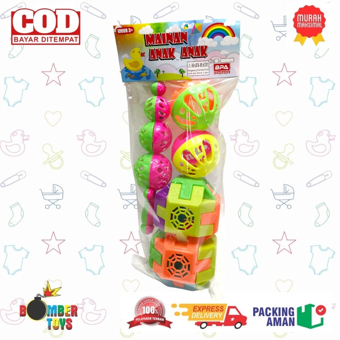 MAINAN ANAK KERINCINGAN BABY TOYS MURAH PUZZLE BONGKAR PASANG DOT BELL